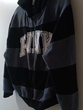 Victoria's Secret PINK Black Hoodie with White Logo Trim